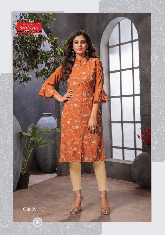 Wanna Candy 3 Fancy Festive Wear Rayon With Embroidery Kurti Collection